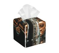 Amsterdam Night View Print Leather Tissue Box,Tissue Box Cover Square For Bathroom Vanity Countertop Bedroom Dresser Office Desk