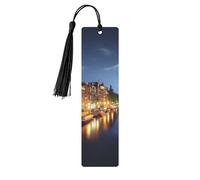 Amsterdam Night View Printed Metal Bookmarks M - Black Lightweight Aluminium Book Marker for Books, Journals & Gifts, Ideal Book Lovers, Holiday Decor & Crafts