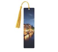 Amsterdam Night View Printed Metal Bookmarks M - Gold Lightweight Aluminium Book Marker for Books, Journals & Gifts, Ideal Book Lovers, Holiday Decor & Crafts