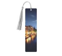 Amsterdam Night View Printed Metal Bookmarks M - Gray Lightweight Aluminium Book Marker for Books, Journals & Gifts, Ideal Book Lovers, Holiday Decor & Crafts