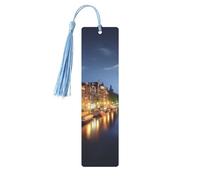 Amsterdam Night View Printed Metal Bookmarks M - Sky Blue Lightweight Aluminium Book Marker for Books, Journals & Gifts, Ideal Book Lovers, Holiday Decor & Crafts