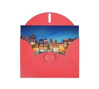 Amsterdam Night View Red prints Greeting Cards 6x4-inch with Envelope | Perfect for writing greetings and thank-you notes