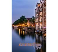 Amsterdam Nights: mit stimmungsvollen Grachten - Notizbuch - Travel Journal - ca. DIN A5 - 100 Seiten - dotted - Ideal für Notizen, Bullet Journal, Reisen & Alltag