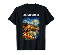 Amsterdam Peaceful Canal Van Gogh Inspired Starry Night T-Shirt