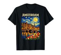 Amsterdam Peaceful Canal Van Gogh Starry Night Inspired Art T-Shirt