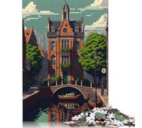 Amsterdam Pixel Art Puzzle 1000 Pieces Jigsaws Wooden Puzzle for Adults And Teenager Puzzles for Adults Teens 1000pcs (75x50cm)