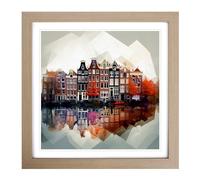 Amsterdam Precisionism Framed Print | 18x18 Inch Oak Framed Wall Art | Ready to Hang | Modern Nature Picture | Living Room Bedroom Lounge Office