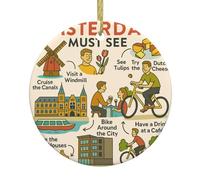 Amsterdam See Travel Gui Christmas Ornaments, Hanging Festive Decorative Ornament, Perfect for Holiday and Gift