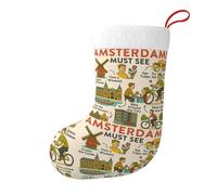 Amsterdam See Travel Gui Christmas Stocking 17.7", Festive Hanging Sock for Fireplace Mantel, Holiday Decorations