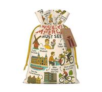 Amsterdam See Travel Gui Drawstring Gift Bags Small Item Treats Wrapping Storage Bags Christmas Birthday Party Holiday