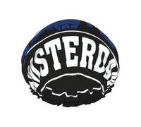 Amsterdam Skyline With Dutch Printed Large Shower Cap, Double Layer Hair Protector For Facial Care, Reusable Hair Wrap