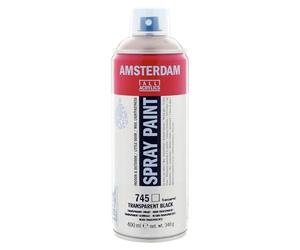 Amsterdam Spray Paint - Transparent Black 745-400 ml - Water-Based, Odor-Free, Lightfast - Ideal for Art & Studio