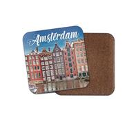 Amsterdam Square Coaster - Netherlands Holland Travel Holiday House Warming Home Hobby Fan Boys Girls Dad Mum Kitchen Family Drinks #82342