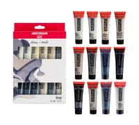Amsterdam Standard Series Acrylic Paint Gray Set | White, Gray & Black Shades (12 x 20 ml) | Monochromatic, Black & White Set