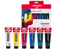 Amsterdam Standard Series Acrylic Paint Set | Color Theory Study Set (6 x 120 ml Tubes) | Primary Colors + Green, Black & White