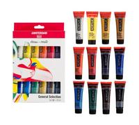 Amsterdam Standard Series Acrylic Paint Set for Beginners | Color Mixing Set (12 x 20 ml Tubes) | Basic Color Selection