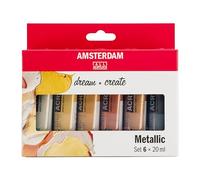 Amsterdam Standard Series Acrylic Paint Set | Metallic Set (6 x 20 ml Tubes) | 6 Shiny Metallic Colors | Special Effect Paint