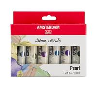 Amsterdam Standard Series Acrylic Paint Set | Pearl Set (6 x 20 ml Tubes) | 6 Shiny Pearlescent Colors | Special Effect Paint