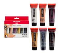 Amsterdam Standard Series Acrylic Paint Set | Portrait Set (6 x 20 ml Tubes) | Mixing Colors Perfect for Various Skin Tones