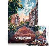 Amsterdam Street Scene Jigsaw 1000 Pieces for Adults Cognitive Recall Peaceful Escape Sharp Cut Seasonal Gift (38x26cm)