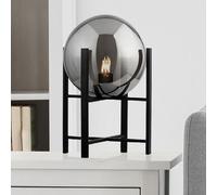 amsterdam table lamp in black with 4 leg base and smoked glass