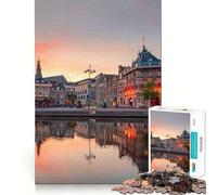 Amsterdam Travel Art 1000 Piece Jigsaws for Adults Mind Train Fun Precision Cut Smooth Edges Absorbing Activity for Quiet Nights (38x26cm)