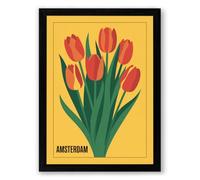 Amsterdam Tulips Botanical Framed Wall Art Print A3 (42×29.7cm) Black, Wall Decor for Living Room, Bedroom, Office & Home, Ready to Hang, Art Gift