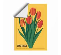 Amsterdam Tulips Botanical Unframed Wall Art Print A3 (42×29.7cm), Wall Decor for Living Room, Bedroom, Office & Home, Art Gift