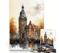 Amsterdam Watercolor City Jigsaw 1000 Pieces for Teenagers Cognitive Boost Slow Leisure Tight Lock Thoughtful Xmas (50x75cm)