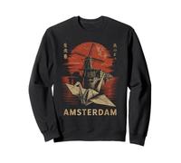 Amsterdam Windmill Origami Crane Japanese Style Sunset Sweatshirt