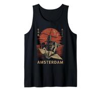 Amsterdam Windmill Origami Crane Japanese Style Sunset Tank Top