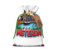 Amsterdam With Tulips Drawstring Gift Bags Small Item Treats Wrapping Storage Bags Christmas Birthday Party Holiday