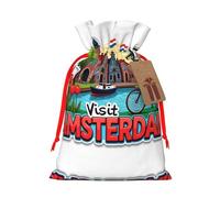 Amsterdam With Tulips Drawstring Gift Bags Small Item Treats Wrapping Storage Bags Christmas Birthday Party Holiday