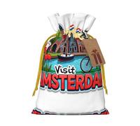 Amsterdam With Tulips Drawstring Gift Bags Small Item Treats Wrapping Storage Bags Christmas Birthday Party Holiday