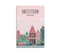 AmsterdamNetherlands Vintage Travel Poster Canvas Wall Art Picture Prints Hanging Photo Idea Decor 08x12inch(20x30cm)