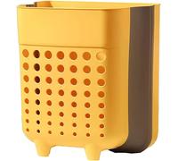 AMSWHL Wall Hanging Laundry Hamper, Multi-purpose Basket, Collapsible, Tall, Space-Saving, Plastic, 36L, Yellow