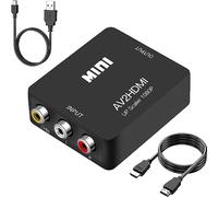 Amtake RCA to HDMI Converter, 1080P RCA Composite CVBS AV to HDMI Video Audio Converter Adapter Compatible with N64 Wii PS2 Xbox VHS VCR Camera DVD, Support PAL/NTSC with HDMI and USB Power Cable