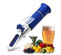 AMTAST Handheld Beer Refractometer Brix Refractometer Wine Refractometer Tester ATC Dual Scale-Brix 0-32% Specific Gravity 1.000-1.120, Made of Copper (Not Cheap Aluminum)