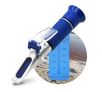 AMTAST Salinity Refractometer Salt Water Tester ATC Automatic Temperature Compensation for Brine, Food, Industry, Seawater 0~28% Scale Range, Made of Copper Not Cheap Aluminum