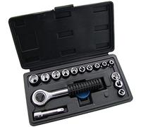 Amtech - 1/4in Drive Socket Set (16pc), Chrome Plated Hardened Steel, 50mm Extension & Spinner, Metric/Imperial Selection in Carry Case - 1/4in