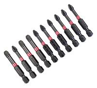 Amtech 10pc 50mm Impact Screwdriver Bit Set, PZ & PH Profiles with Black Oxide Finish, ¼ Hex Shank for Impact Drivers and Cordless Drills Ideal for Workshop and Site Use