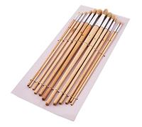 Amtech - 12pc Round Tip Art Brush Set XL, Wooden Handle Brushes for Blending and Detail