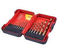 Amtech - 15pc HSS Drill Bit Set Titanium Nitride Coated, durable long-life bits for clean holes in wood, plastics & mild steel, ready for DIY & trade projects, sizes 1.5-10mm
