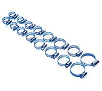 Amtech - 16pc Hose Clip Set, Zinc-Plated Worm-Drive Pipe Clamps (13-32mm) for Leak-Free Garden Hose, Plumbing, Automotive & DIY Securing Tasks