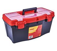 Amtech - 19" Tool Box, Large Plastic Tool Storage Organiser Box with Compartments, Removable Tray & Handle for Tools, Fixings & DIY Storage (480mm / 19")