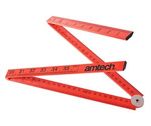 Amtech - 1m Folding Plastic Rule, Metric & Imperial Graduations, Folding Measuring Rule for DIY, Carpentry and General Measuring