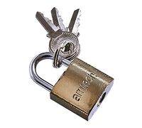 Amtech 20 mm Padlock, Brass-Plated Body with 3 mm Hardened Steel Shackle, Compact Everyday Security for Lockers, Cabinets and Travel (3 Keys)