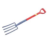 Amtech 24" Border Fork, Drop Forged Steel Head with D-Shaped Polypropylene Handle, for Turning Soil in Beds and Garden Borders.