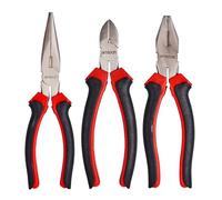 Amtech - 3 pc 200 mm Pliers Set, Drop Forged Steel Combination Pliers, Pro Long Nose Pliers & Side Cutting Pliers, with Cushion Grips for Comfort and Precision (Pack of 3)