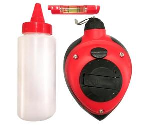 Amtech 30 m Line Marker Set with High-Vis Chalk & Mini Level, Quick Site Layout for Brick, Slab & Drain Runs, Fast Wind-Back Storage